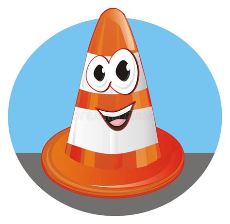 Happy Traffic Cone Stand on Street Stock Illustration - Illustration of border, happy: 123578526