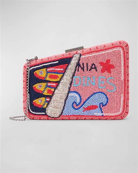 STAUD Carmella Sardine Beaded Clutch Bag Neiman Marcus