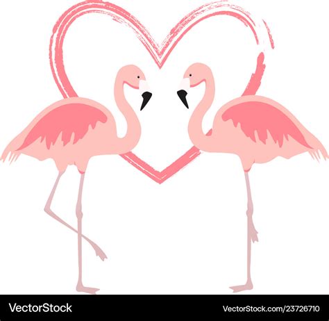 Cartoon Pink Flamingos Cute Flamingo Couple Birds Vector Image