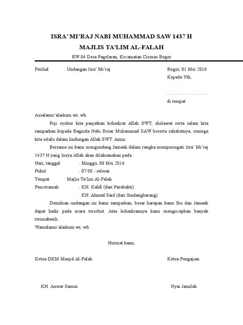 Surat Undangan Rajab Ibu Ibu Pdf