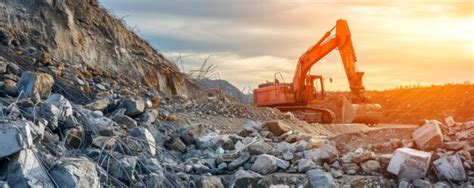 Premium Photo Excavator Digging Through A Pile Of Rubble