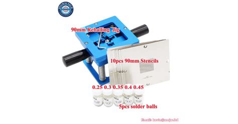 Blue BGA Reballing Kit 90 90mm Template Holder Fixture Jig With Hand