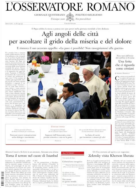 Journal L Osservatore Romano Italie Les Unes Des Journaux De Italie