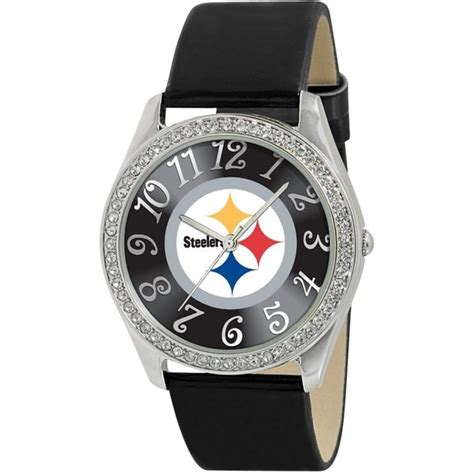 Game Time Watch Womens Pittsburgh Steelers Black Leather Strap 40mm