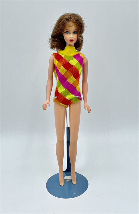 Vintage Mod Marlo Flip Brunette TNT Barbie Doll With Original Checkered