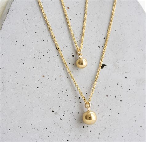 Gold Ball Necklace Tiny Charm Necklace Minimal Gold Necklace 14k