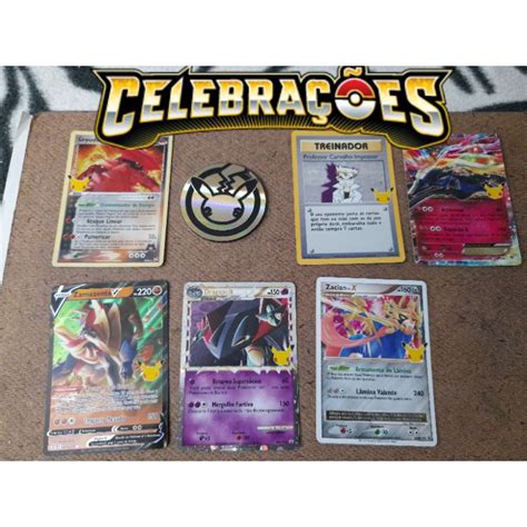 cartas pokémon celebrações lote moeda mais brinde originais