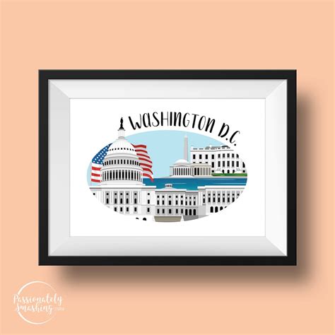 Washington D.C. Skyline Illustration Wall Art Digital Download - Etsy