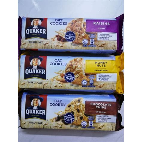 Quaker Oat Cookies Chocolate Chips Honey Nuts Raisins 108g Shopee