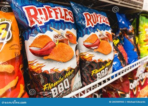 Ruffles Flamin Hot Bbq Crinkle Cut Potato Chips For Sale At A