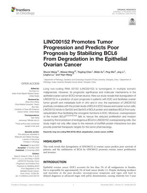 Pdf Linc Promotes Tumor Progression And Predicts Poor Prognosis