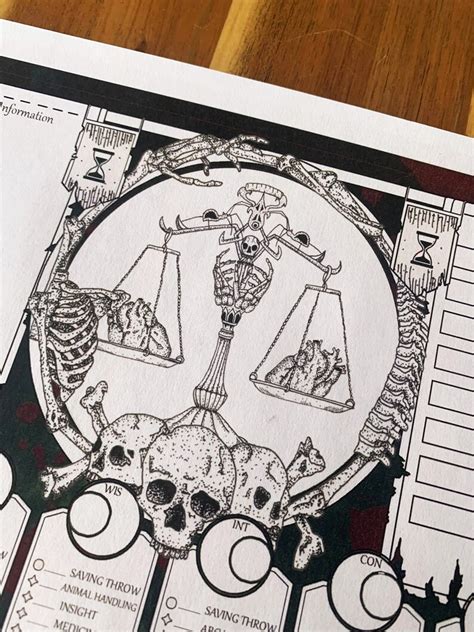 Dnd Character Sheet Necromancer Witch Doctor Etsy