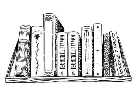 Book Shelf Black And White Clipart