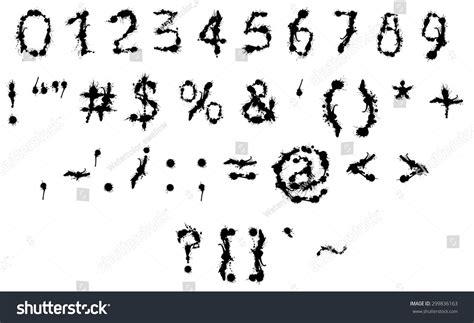 Graffiti Splatter Inkblot Symbols Numbers Black Stock Vector Royalty