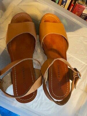 Lucky Brand Sandals Womens Hannela Brown Leather Wooden Platform Lotta