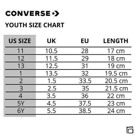 Converse Size Chart Kids Sale