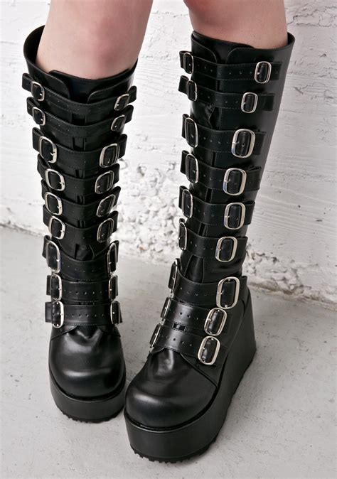 Demonia Concord Buckle Platform Boots Dolls Kill