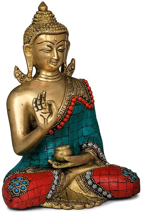 8 Tibetan Buddhist Deity Buddha In Vitark Mudra In Brass Handmade