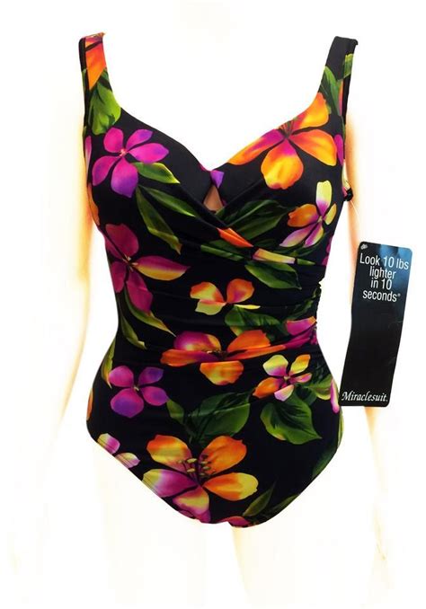 Miraclesuit Black Floral Underwire Tummy Control Swimsuit One Piece