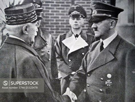 World War Two Adolf Hitler Meets With Philippe Petain Leader Of Vichy