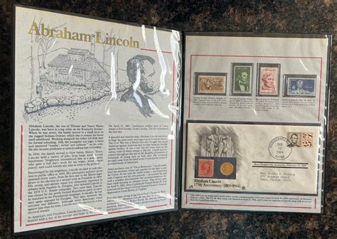 Abraham Lincoln Th Birthday Commemorative Postal Folio Stamps And