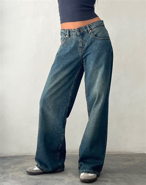 Roomy Extra Wide Low Rise Jeans In Brown Blue Acid In 2024 Low Rise