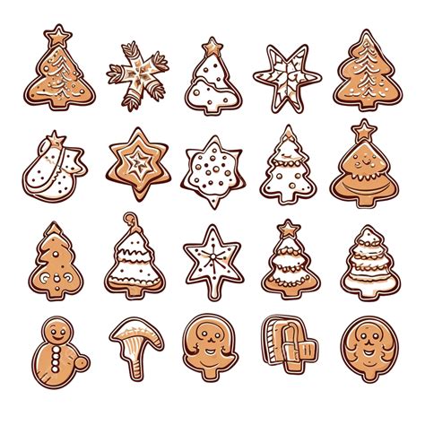 A Set Of Ginger Cookies Christmas Sweets Vector Illustration In The