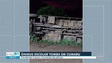 AB TV 2ª Edição Ônibus estudantes tomba na zona rural de Cumaru