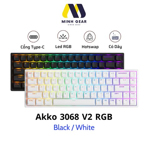 Bàn Phím Cơ Akko 3068 V2 Rgb White Foam Tiêu Âm Hotswap Akko Cs