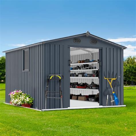 ITOPFOX 8 ft. x 10 ft. Outdoor Storage Shed, Large Metal Tool Sheds ...