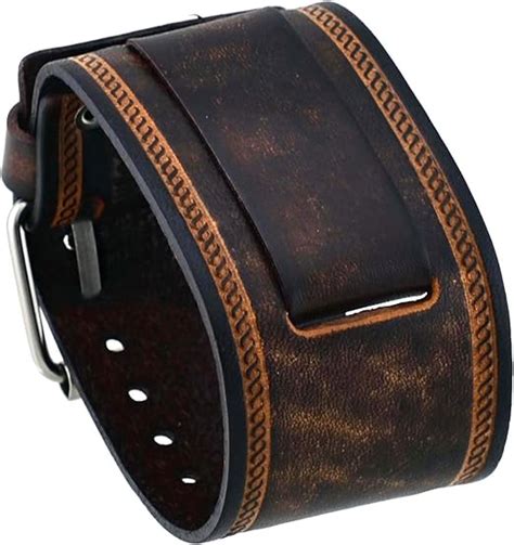 Nemesis In Bs Mm Lug Width Wide Brown Leather Cuff Wrist Watch Band