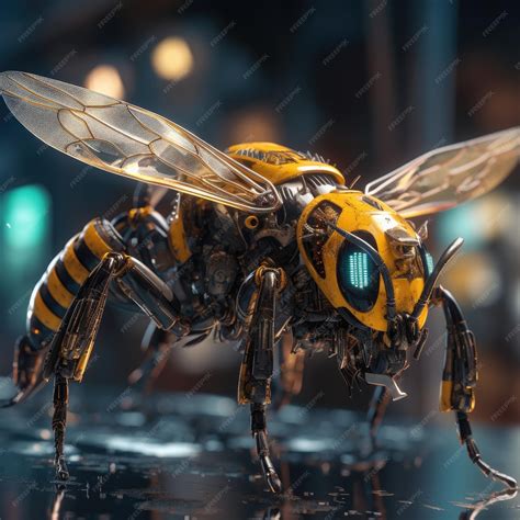 Premium Photo Cyberpunk Realism Stunning Depictions Of Bees In