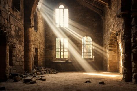 Premium Photo Light Beams Shining Through The Windows Of A Skyscraper