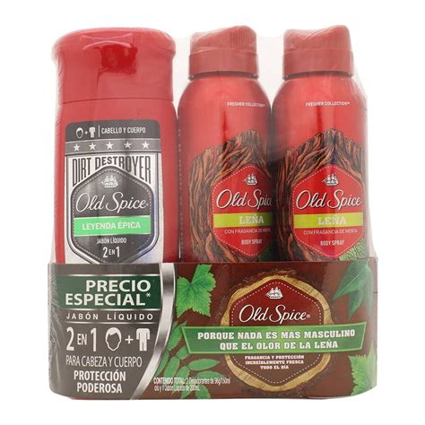 Desodorante Old Spice leña 2 pzas en aerosol para caballero de 96 g c u