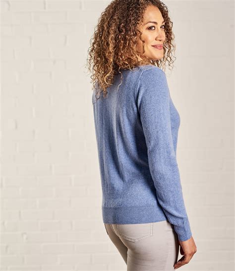 Sky Blue Womens Cashmere Merino Scoop Neck Jumper WoolOvers UK