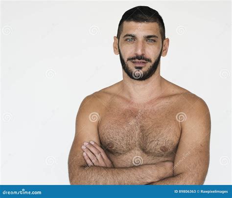 Middle Eastern Man Bare Chest Studio Portrait Stock Image Image Of