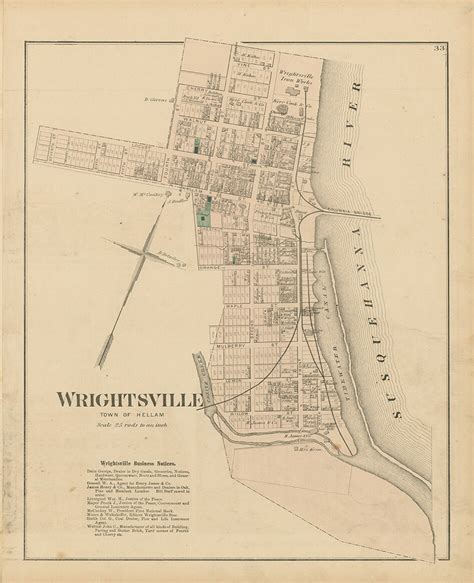 WRIGHTSVILLE, Pennsylvania 1876 Map - Replica or Genuine ORIGINAL