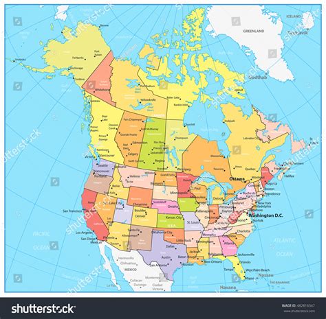 Political Map Usa And Canada