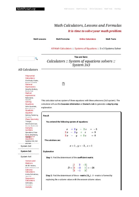 3x3 System Of Equations Worksheet