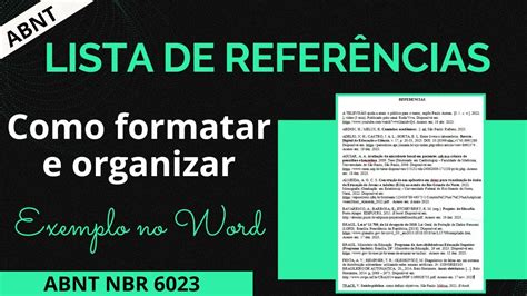 Como organizar e formatar a LISTA DE REFERÊNCIAS de acordo a NORMA