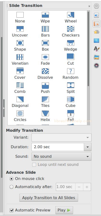 Add Animations and Transitions in LibreOffice Impress Slides ...