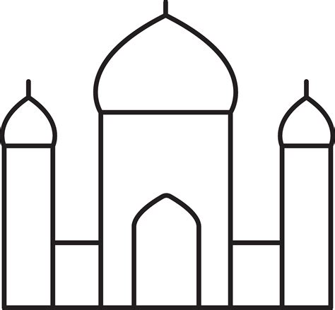 Black Outline Illustration Of Taj Mahal Icon. 24556845 Vector Art at ...