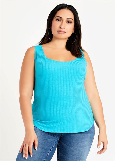 Plus Size Basic Ribbed Knit Scoop Neck Tank Top Comes In Many Colors