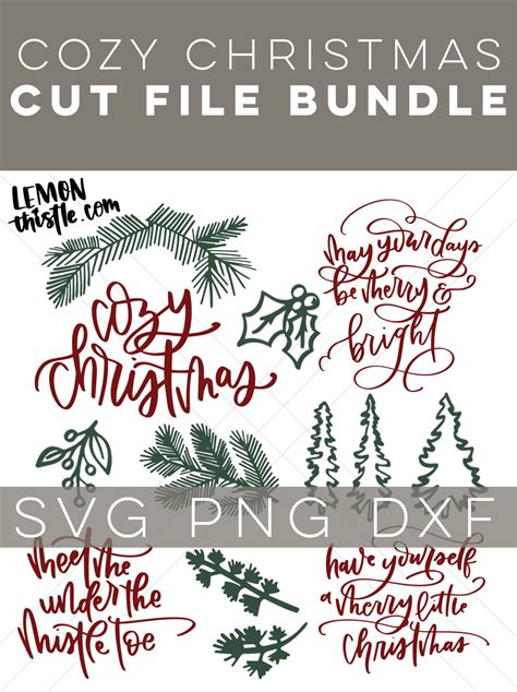 Cozy Christmas Hand Lettered Svg Bundle Lemon Thistle