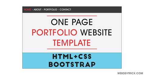 One Page Portfolio Template With Html Css Bootstrap Web Dev Trick