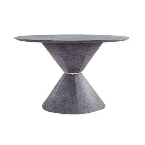 Benjara 47 In Gray Faux Concrete Top Pedestal Dining Table Seat Of 4