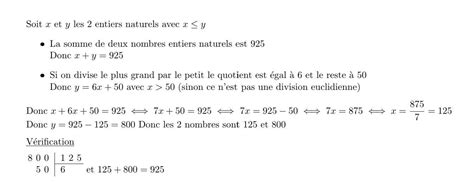 La Somme De Deux Nombres Entiers Naturels 925 Si On Divise Le Plus