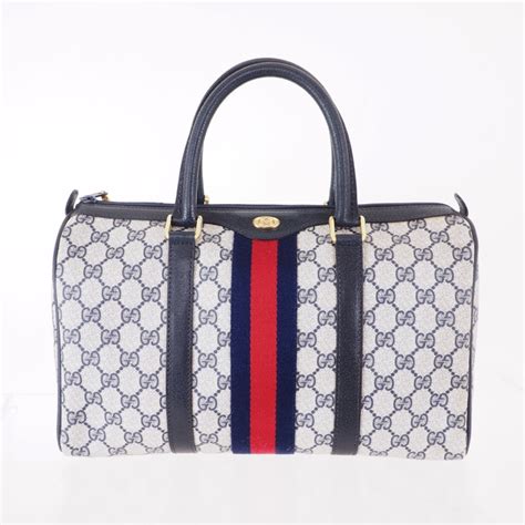 Vintage Gucci Excellent Condition Blue Red Monogram Speedy Hand Bag