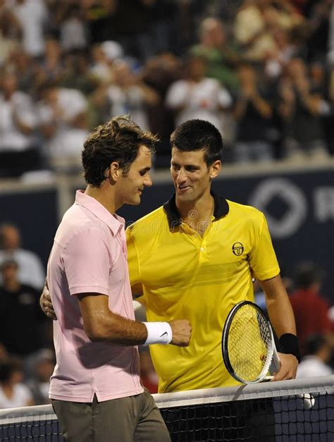 Federer Djokovic Final Trophy Us Open Editorial Image