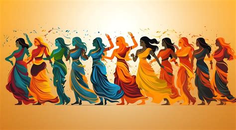 Premium AI Image | Banner of Giddha Dancers in Colorful Costumes Bright and Lively Color Lohri ...